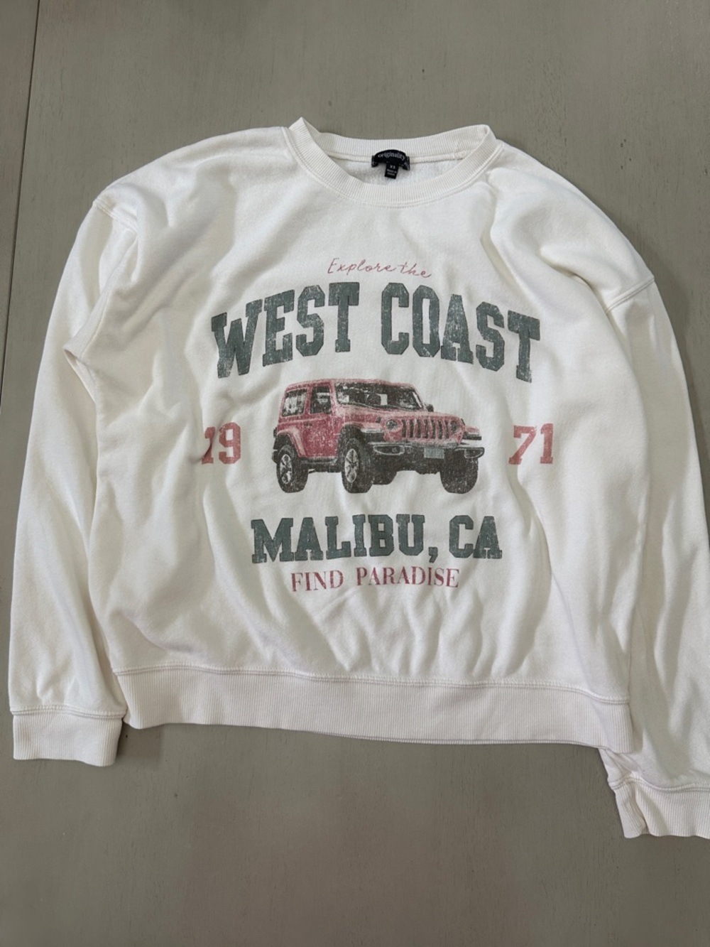 West Coast Malibu Graphic Crewneck Sweatshirt - White